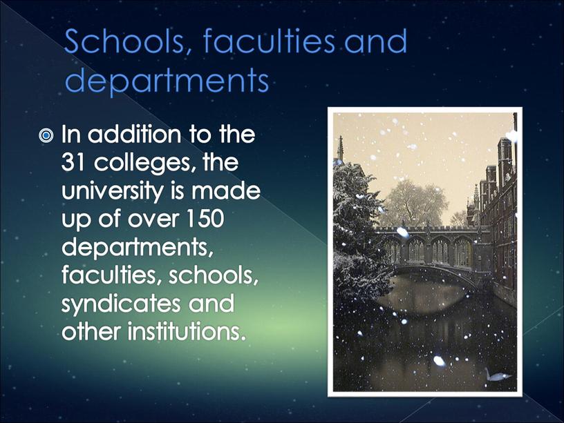 Schools, faculties and departments