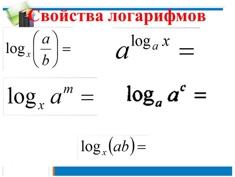 Презентация урока "Свойства логарифмов"(11 класс)