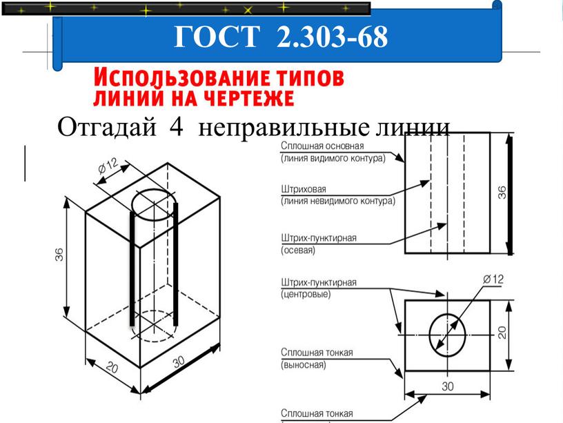 ГОСТ 2.303-68 Отгадай 4 неправильные линии