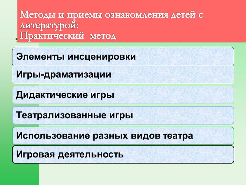 Методы и приемы ознакомления детей с литературой: