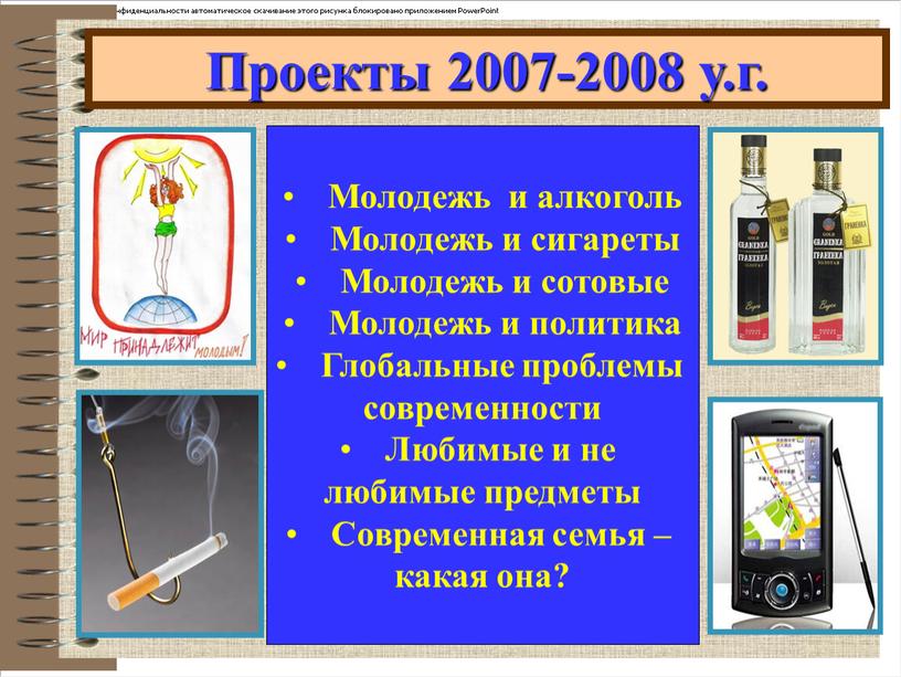 Проекты 2007-2008 у.г. Молодежь и алкоголь