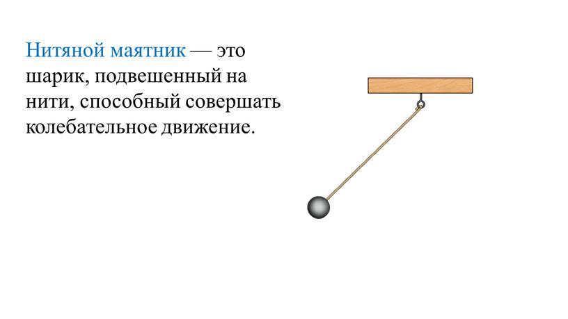 Нитяной маятник — это шарик, подвешенный на нити, способный совершать колебательное движение
