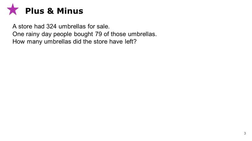 Plus & Minus A store had 324 umbrellas for sale
