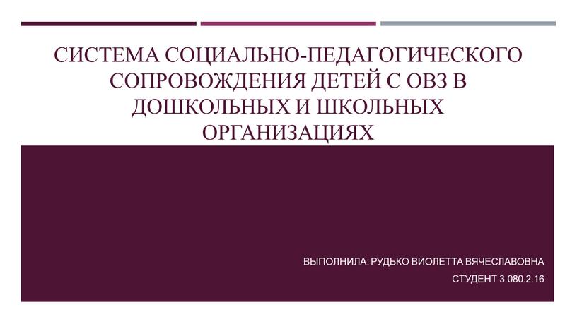 Система социально-педагогического сопровождения детей с