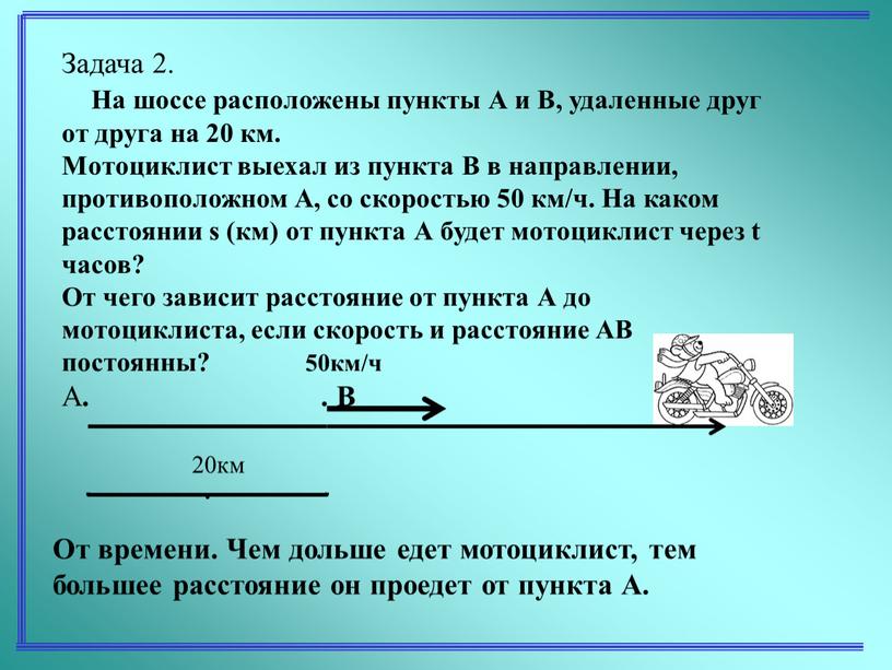 Задача 2. На шоссе расположены пункты