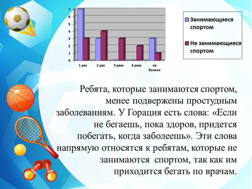 Ребята, которые занимаются спортом, менее подвержены простудным заболеваниям