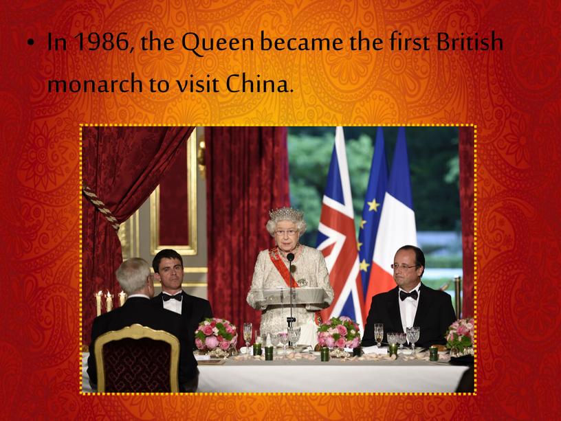 In 1986, the Queen became the first