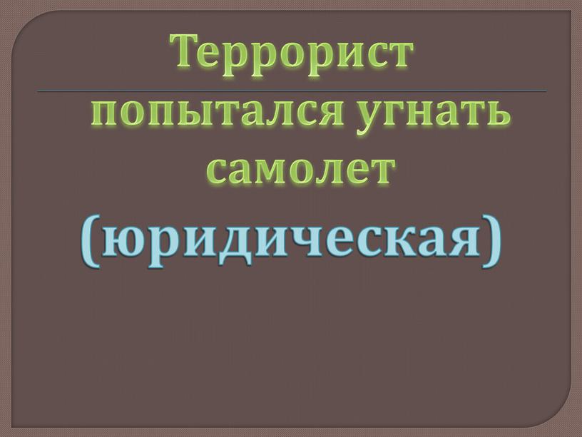 Террорист попытался угнать самолет (юридическая)