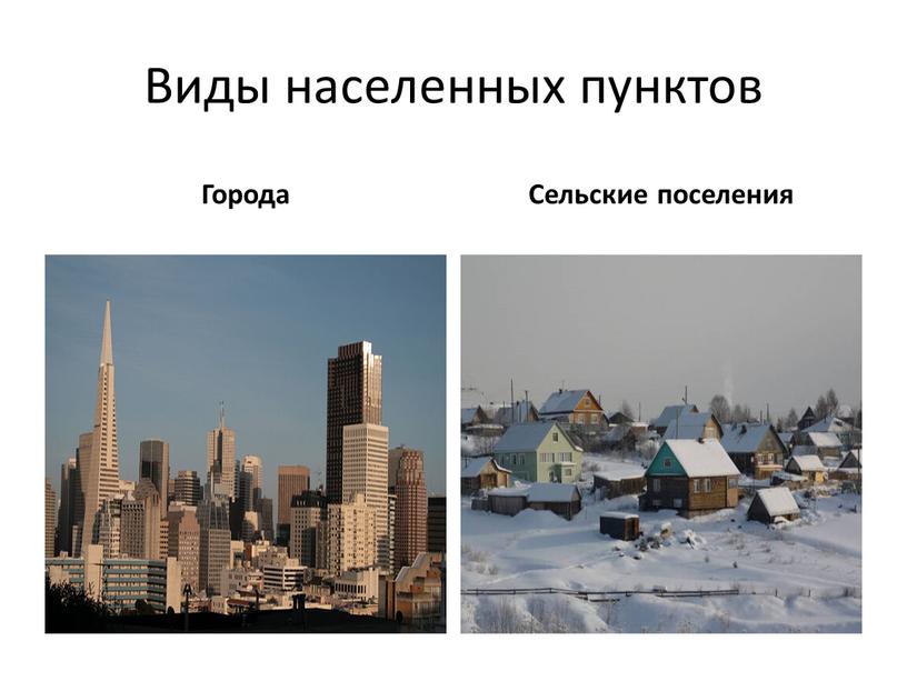 Виды населенных пунктов Города