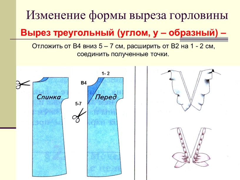 Изменение формы выреза горловины