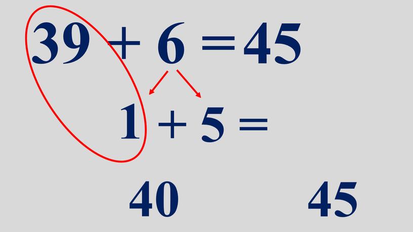 39 + 6 = 45 1 + 5 = 40 45