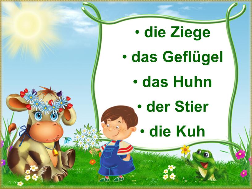 Ziege das Geflügel das Huhn der