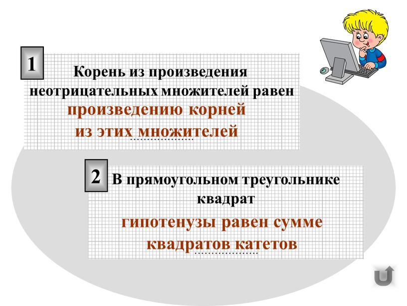 Корень из произведения неотрицательных множителей равен ………………