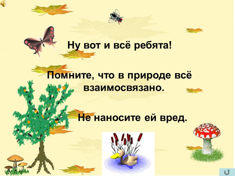 Ну вот и всё ребята! Помните, что в природе всё взаимосвязано