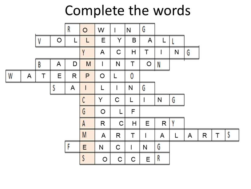 Complete the words O L