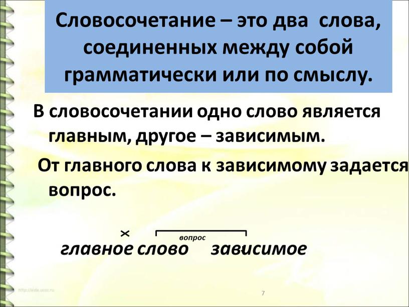 Словосочетание – это два слова, соединенных между собой грамматически или по смыслу