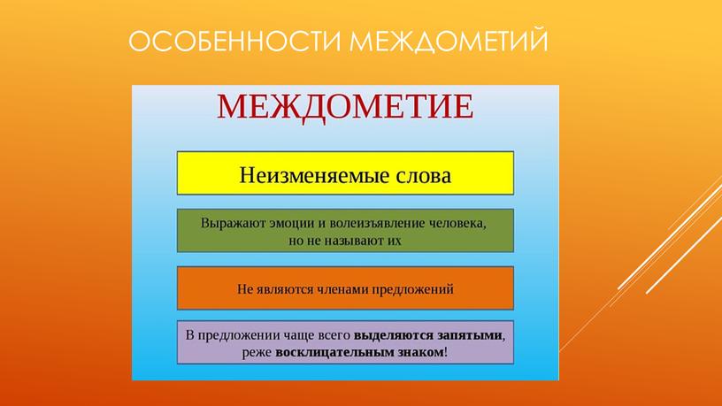 Особенности междометий