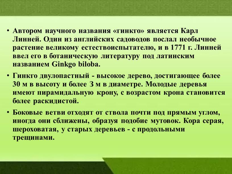 Автором научного названия «гинкго» является