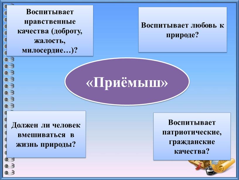 Воспитывает любовь к природе? Воспитывает патриотические, гражданские качества?