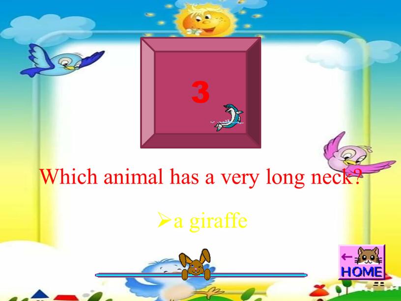 Which animal has a very long neck? a giraffe