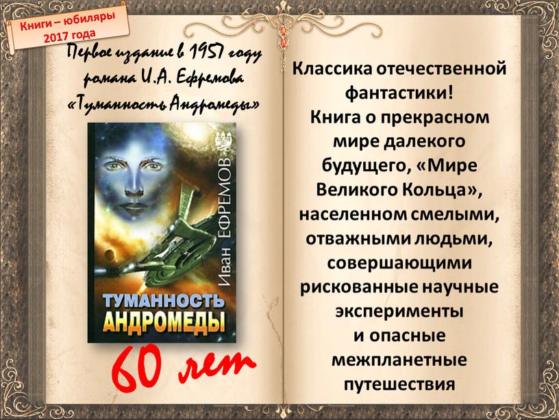 Книги – юбиляры 2017 года Первое издание в 1957 году романа