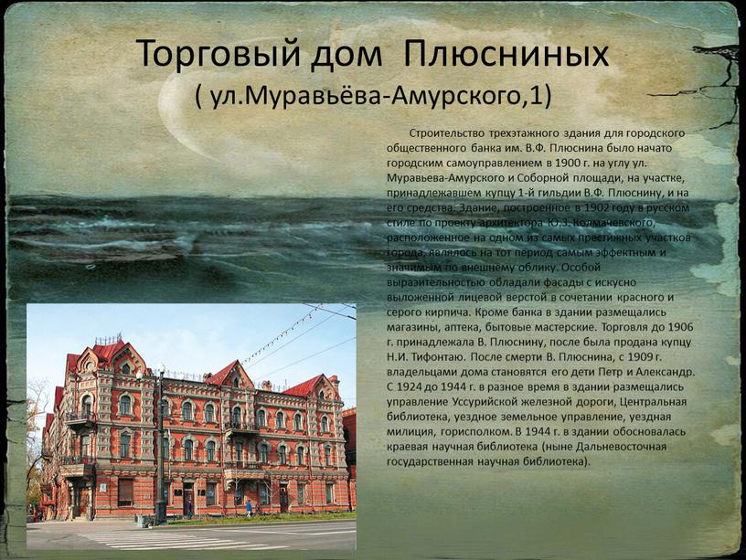 Торговый дом Плюсниных ( ул.Муравьёва-Амурского,1)