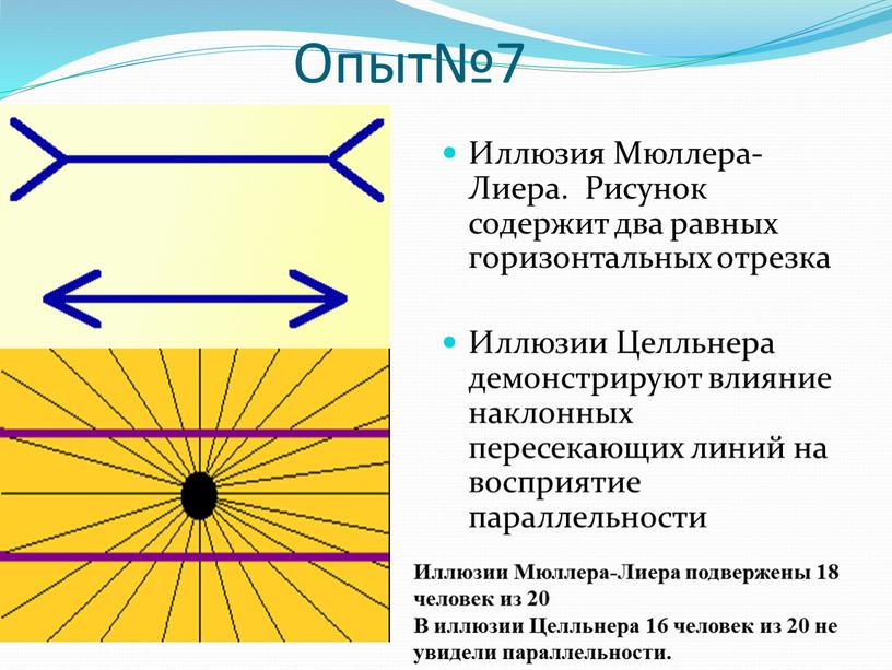 Опыт№7 Иллюзия Мюллера-Лиера.