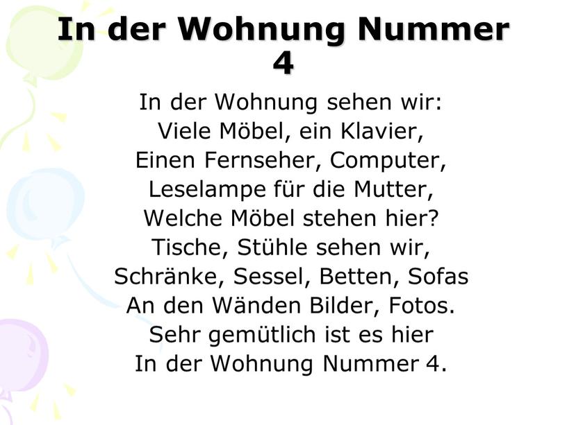 In der Wohnung Nummer 4 In der