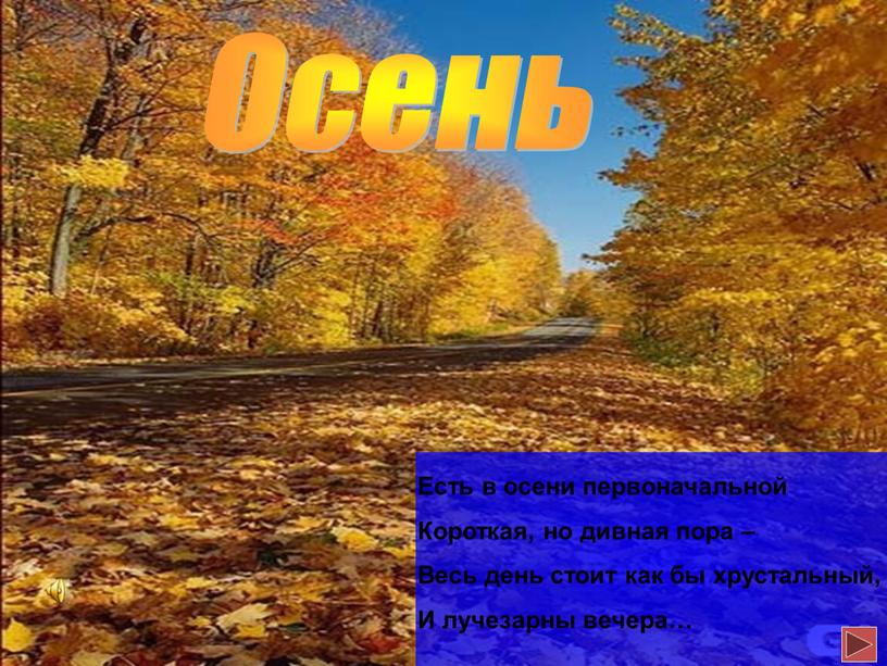 Осень Есть в осени первоначальной