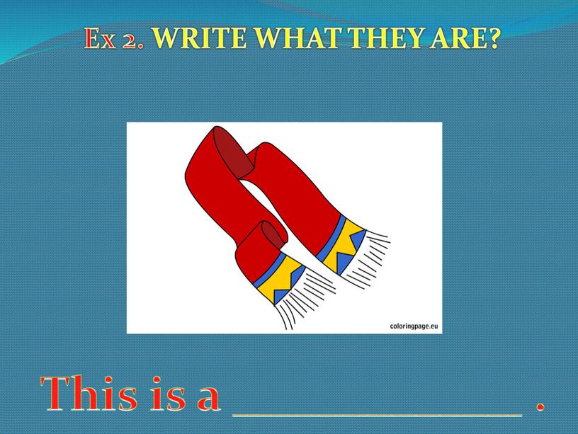 Ex 2. WRITE WHAT THEY ARE? This is a ____________