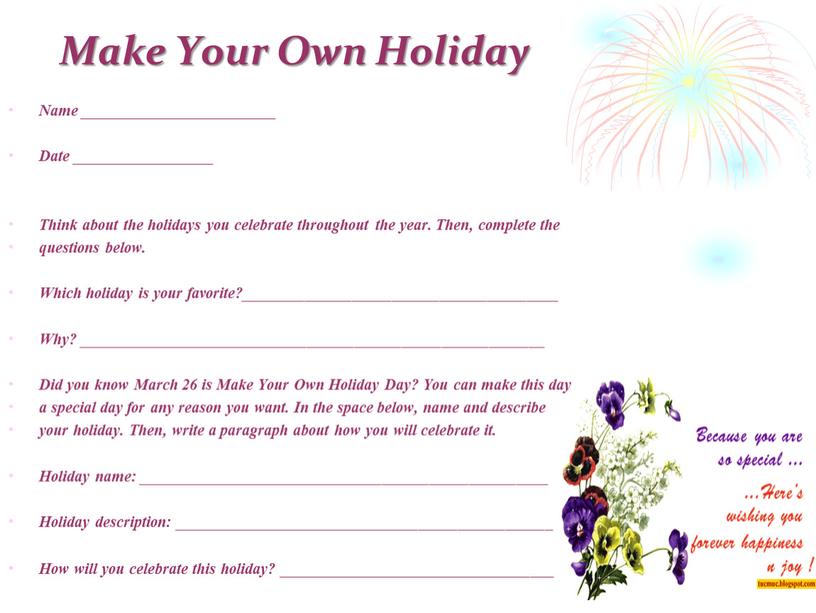 Make Your Own Holiday Name _________________________
