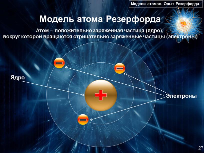 Опыт резерфорда ядерная модель атома презентация