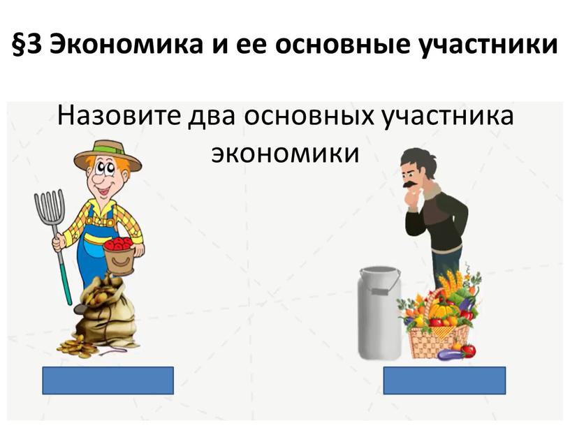 Назовите два основных участника экономики §3