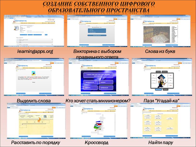 Создание собственного цифрового образовательного пространства learningapps
