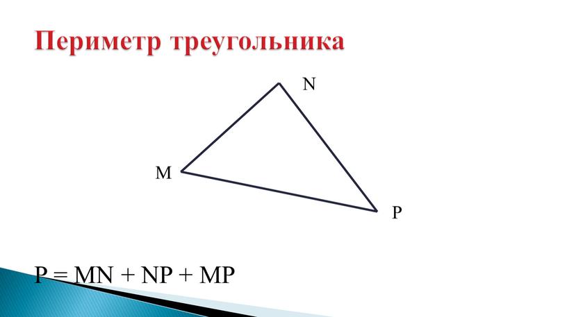 P = MN + NP + MP Периметр треугольника