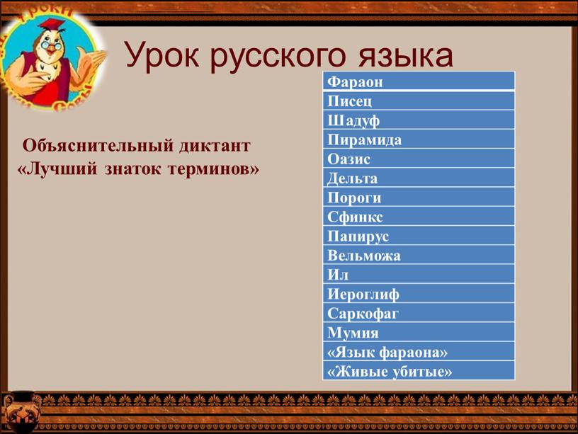 Объяснительный диктант «Лучший знаток терминов»