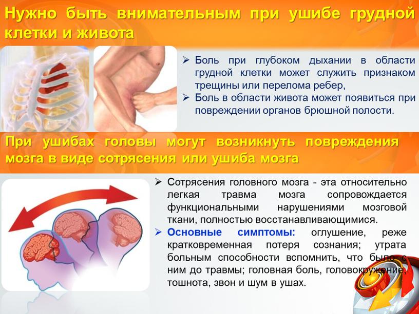 Сотрясения головного мозга - эта относительно легкая травма мозга сопровождается функциональными нарушениями мозговой ткани, полностью восстанавливающимися