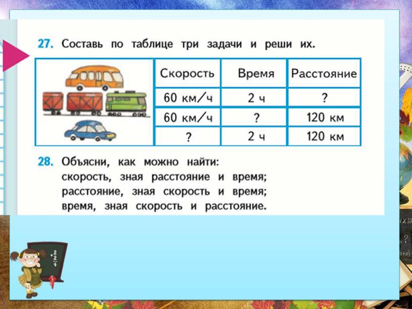 Урок математики в 4 классе по теме "Решение задач на движение "