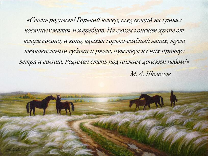 Степь родимая! Горький ветер, оседающий на гривах косячных маток и жеребцов