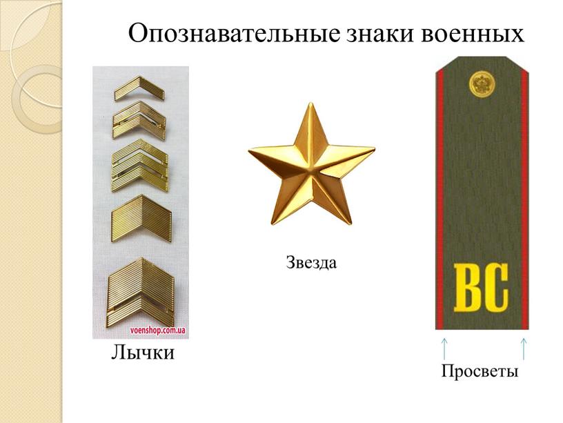 Лычки Звезда Просветы Опознавательные знаки военных