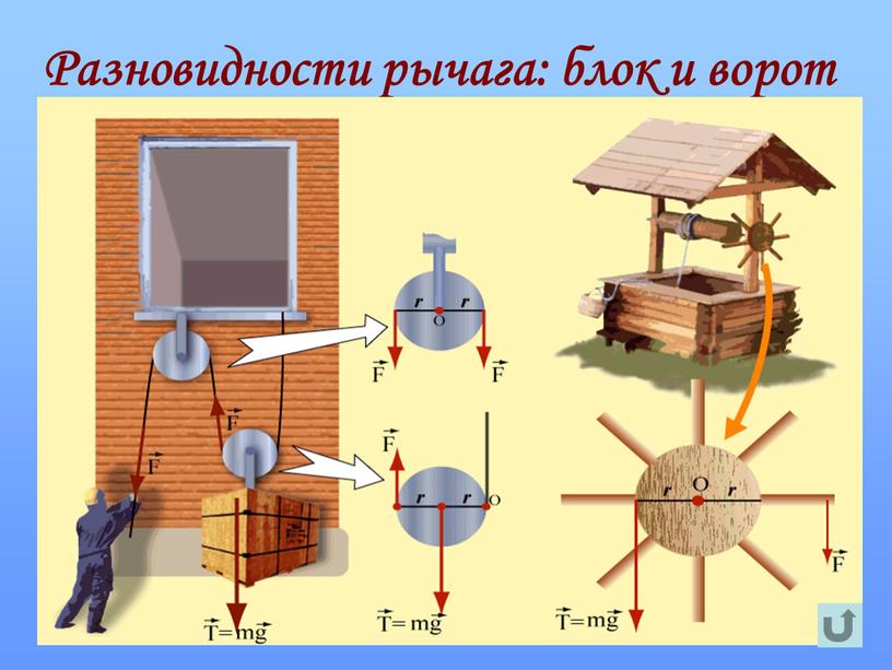 Разновидности рычага: блок и ворот