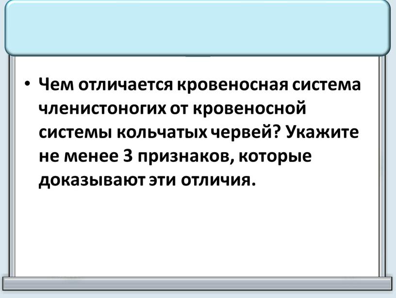 Чем отличается кровеносная система членистоногих от кровеносной системы кольчатых червей?