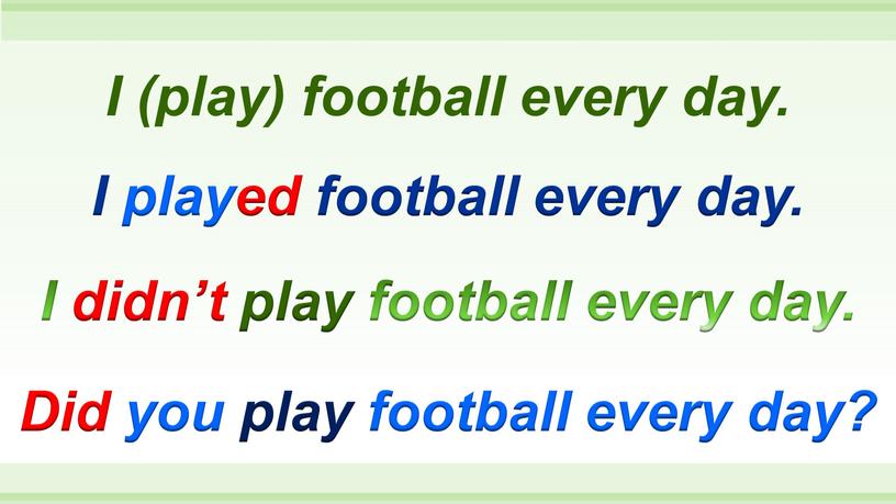 I played football every day. I (play) football every day