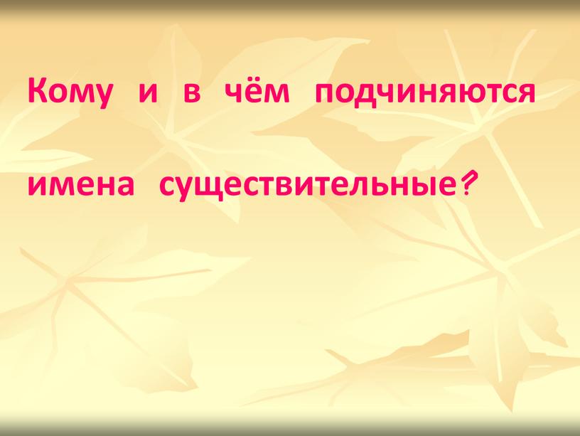 Кому и в чём подчиняются имена существительные?