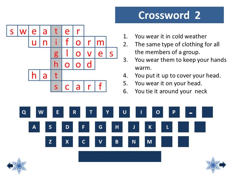 Crossword 2 Q W E R T Y U