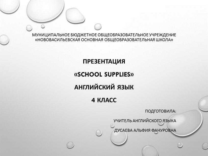 Муниципальное бюджетное общеобразовательное учреждение «Нововасильевская