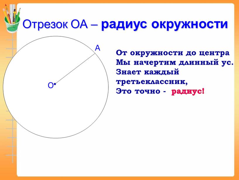 Отрезок ОА – радиус окружности