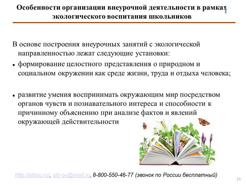 Особенности организации внеурочной деятельности в рамках экологического воспитания школьников 11