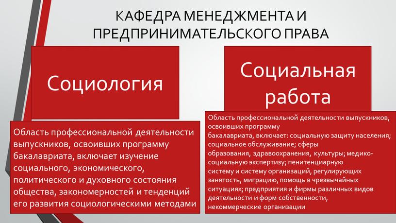 КАФЕДРА МЕНЕДЖМЕНТА И ПРЕДПРИНИМАТЕЛЬСКОГО