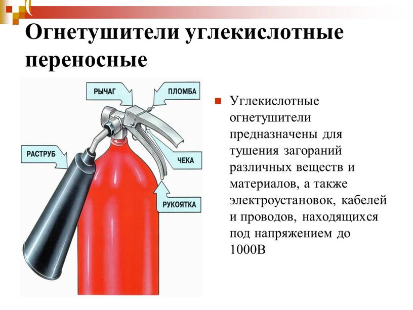 Огнетушители углекислотные переносные